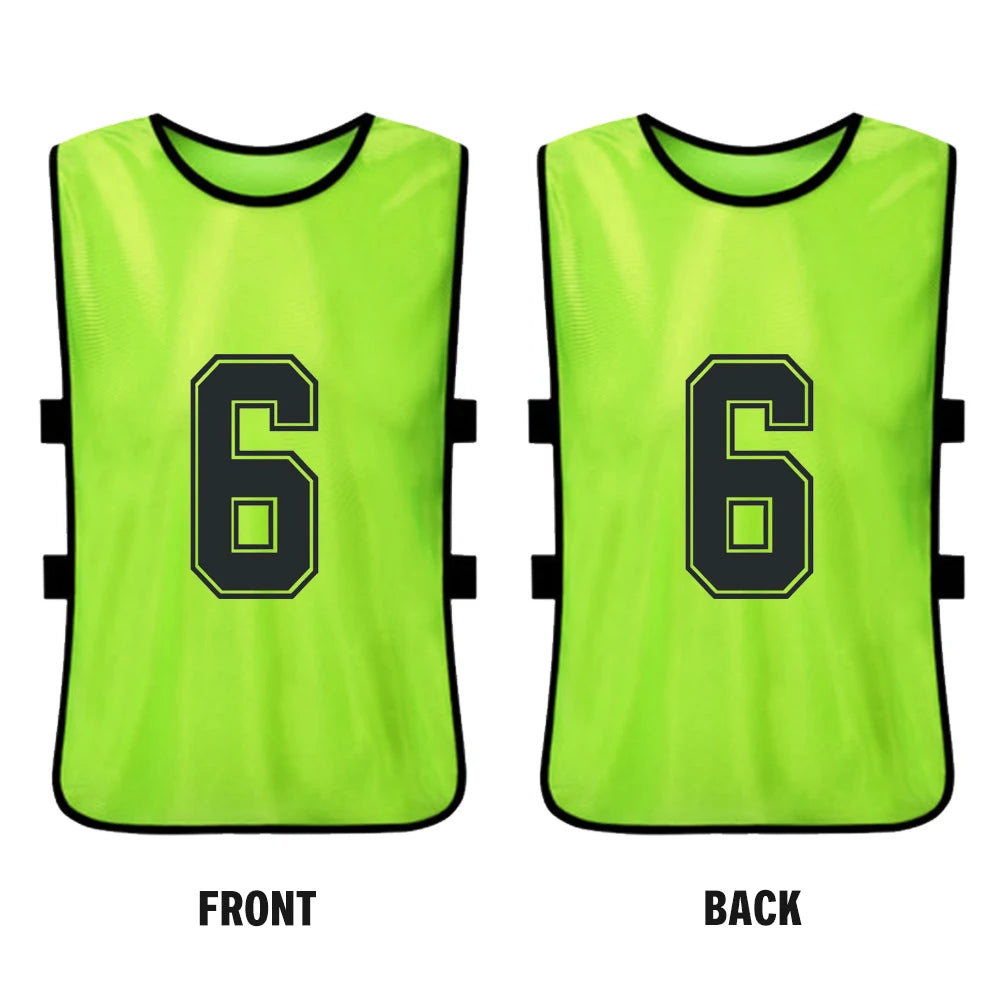 6PCS/2PCS Adults Soccer Pinnies Quick Drying Football Team Jerseys Youth Sports Scrimmage Soccer Team Numbered Bibs Sports Vest