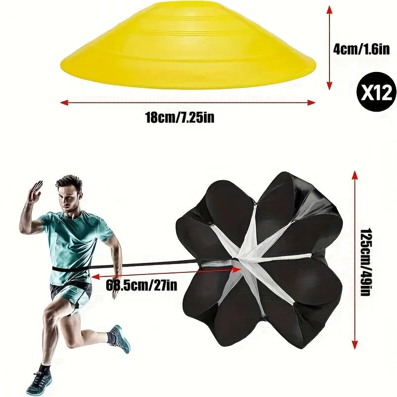 1 Set Soccer Training Agility Ladder Set, Logo Disks, Resistance Umbrella, Spikes, Obstacles Speed Awareness Training