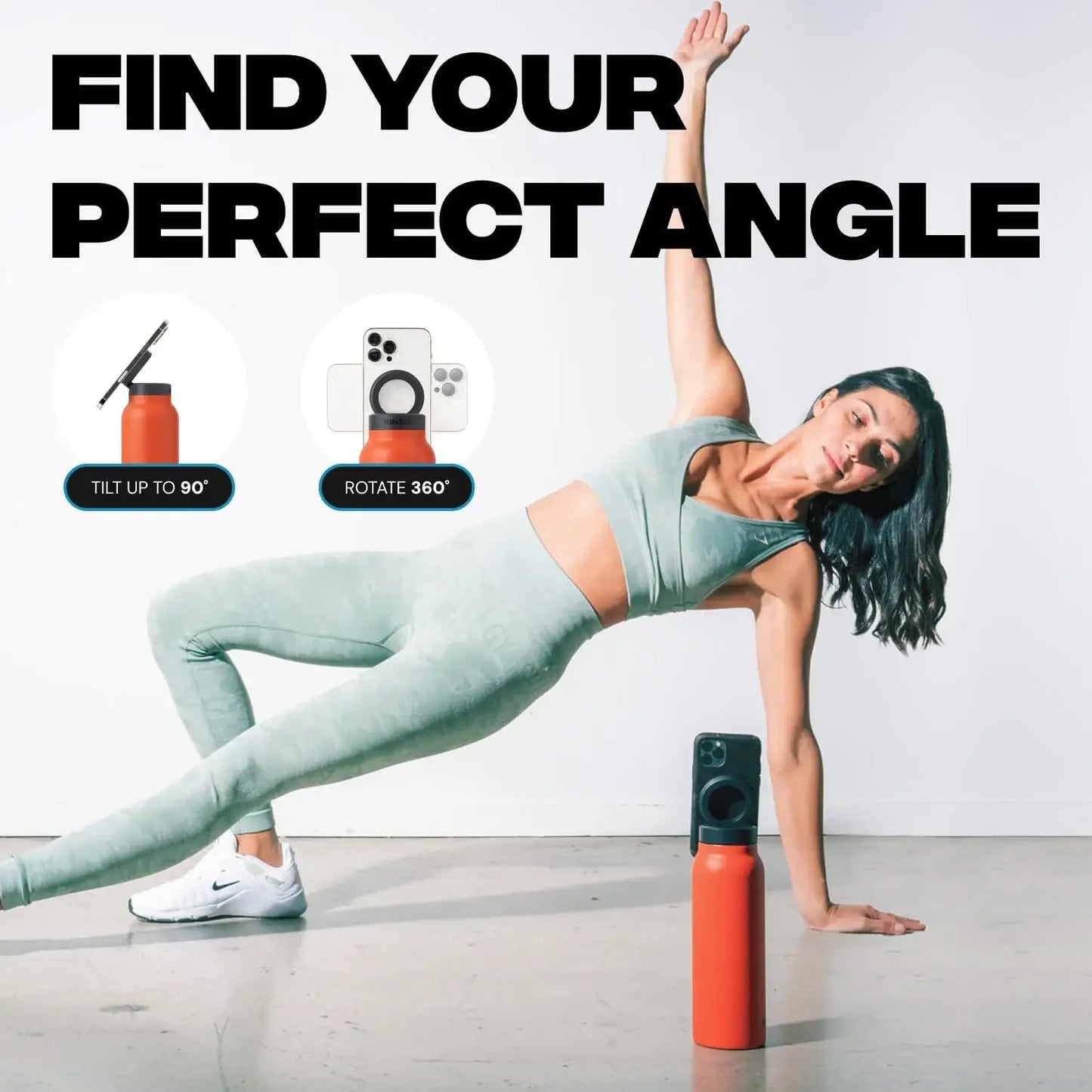 Insulated Stainless Steel Sports Bottle with Magnetic Phone Holder