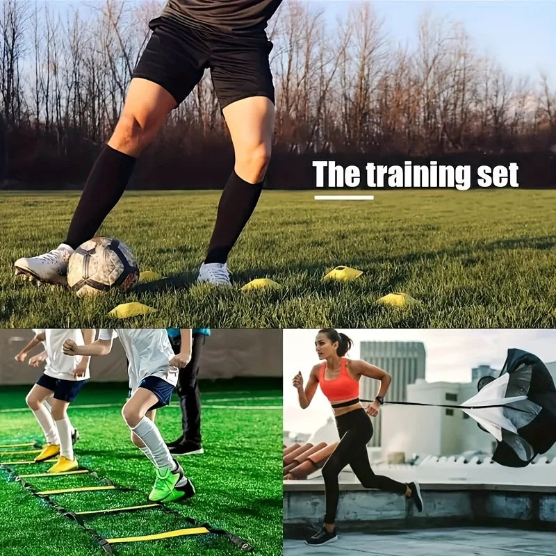 1 Set Soccer Training Agility Ladder Set, Logo Disks, Resistance Umbrella, Spikes, Obstacles Speed Awareness Training