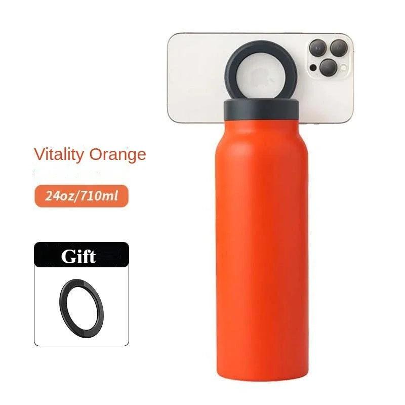 Insulated Stainless Steel Sports Bottle with Magnetic Phone Holder