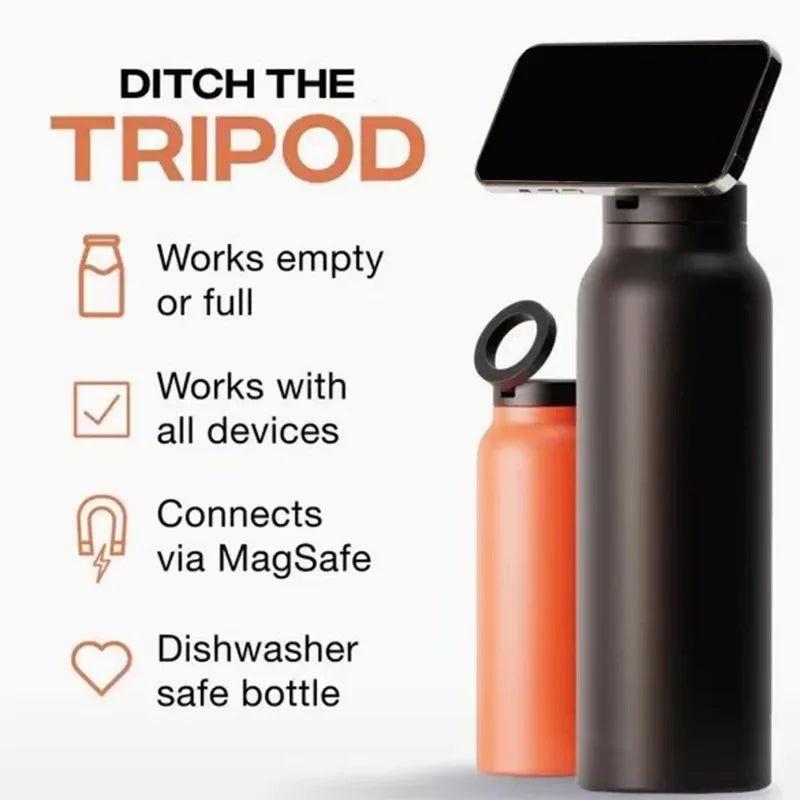Insulated Stainless Steel Sports Bottle with Magnetic Phone Holder