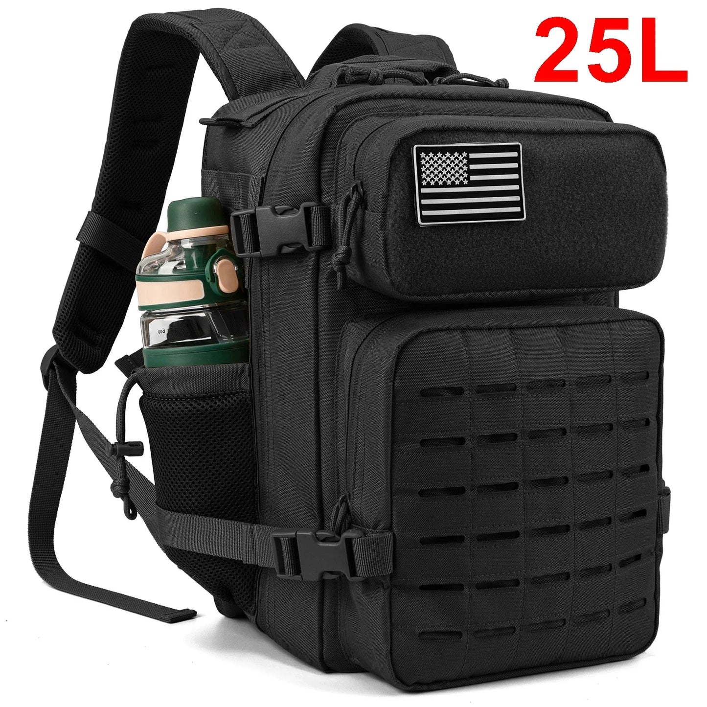 25L/45L Tactical Backpack for Men and Women Outdoor Survival Bug Out Bag Small School Rucksack Hking with Bottle Holder