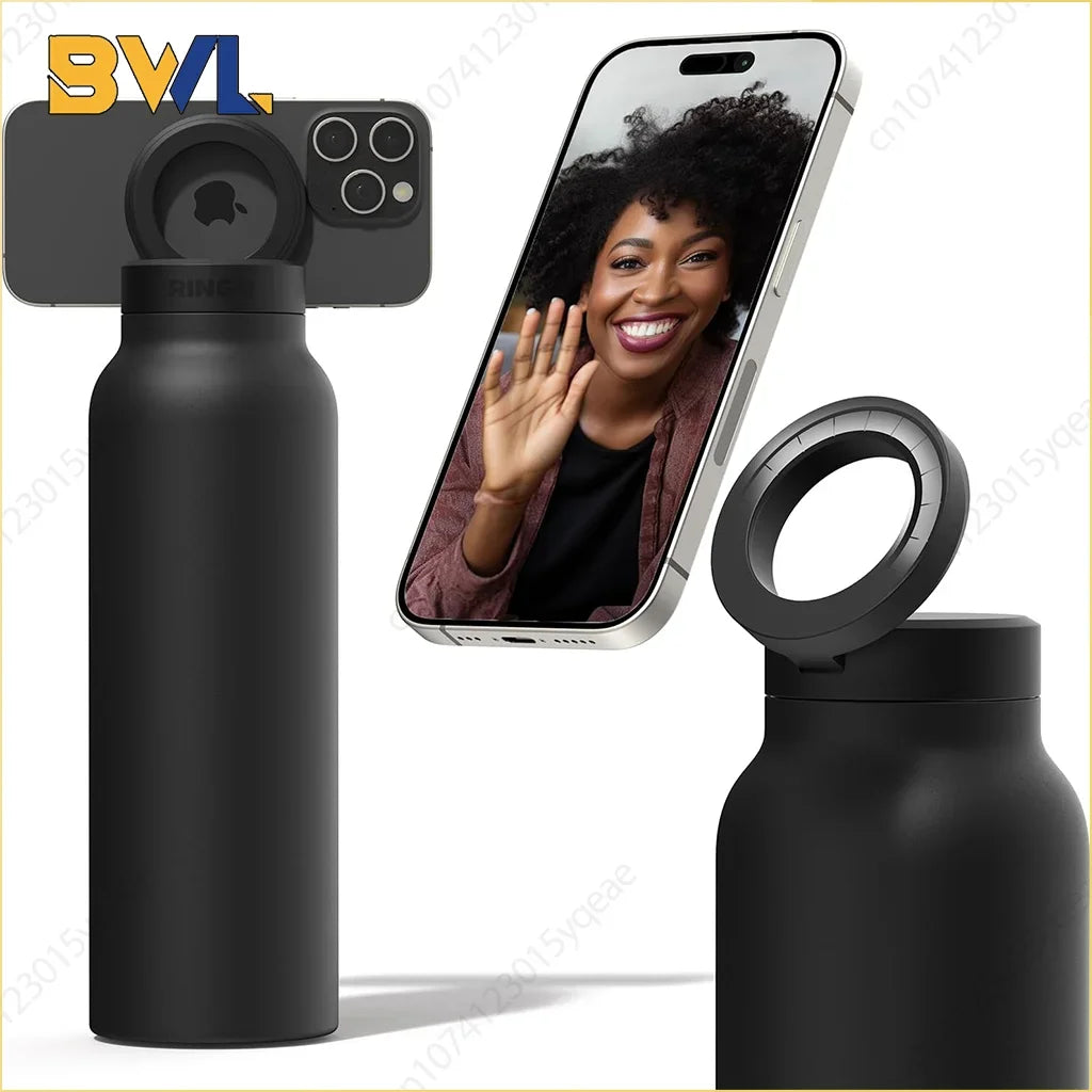 Insulated Stainless Steel Sports Bottle with Magnetic Phone Holder