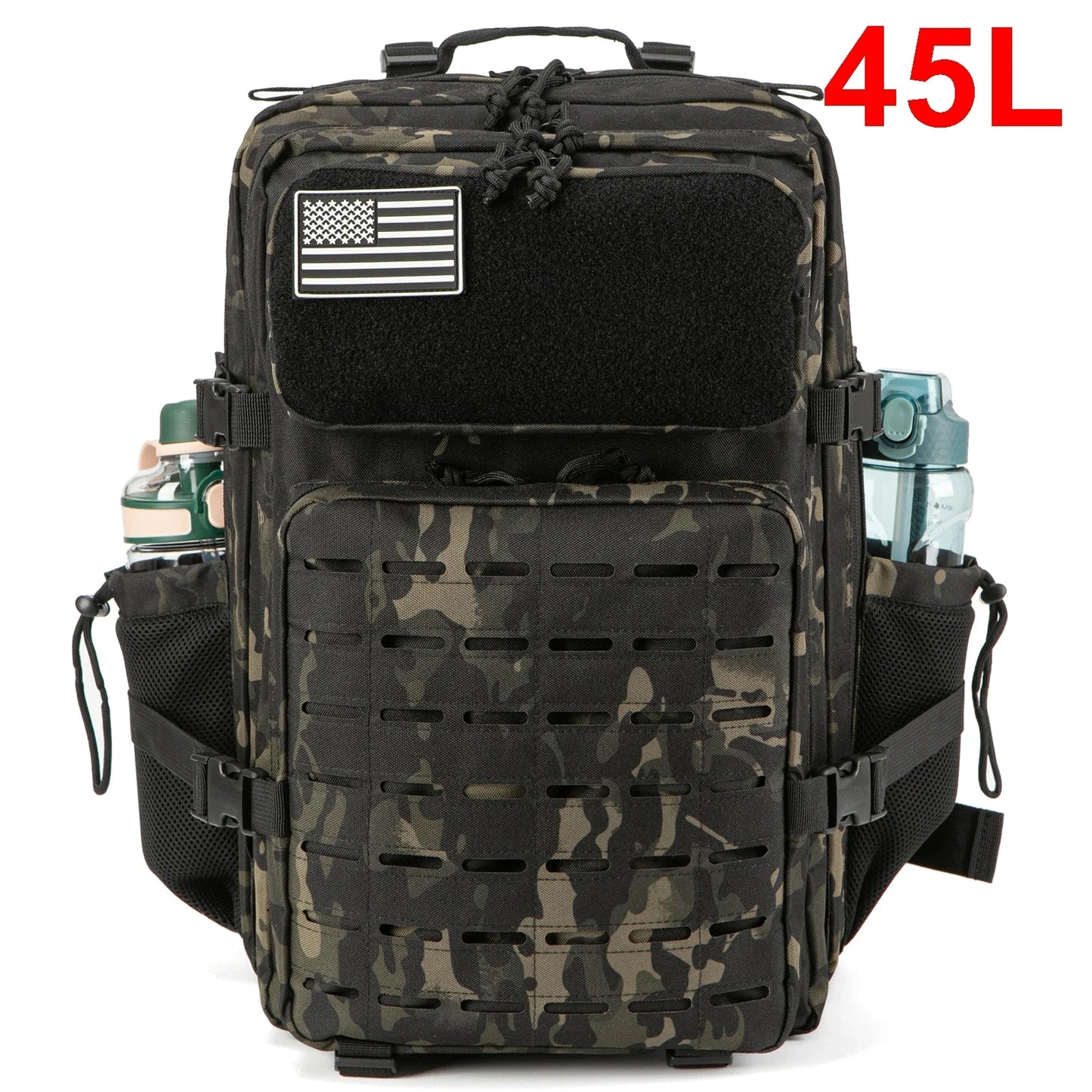 25L/45L Tactical Backpack for Men and Women Outdoor Survival Bug Out Bag Small School Rucksack Hking with Bottle Holder