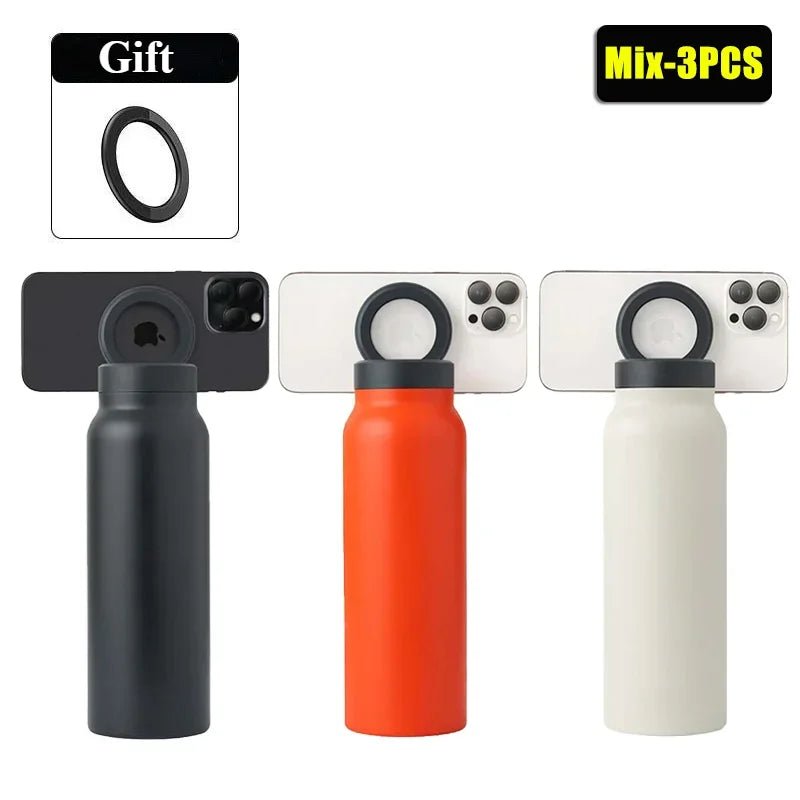 Insulated Stainless Steel Sports Bottle with Magnetic Phone Holder
