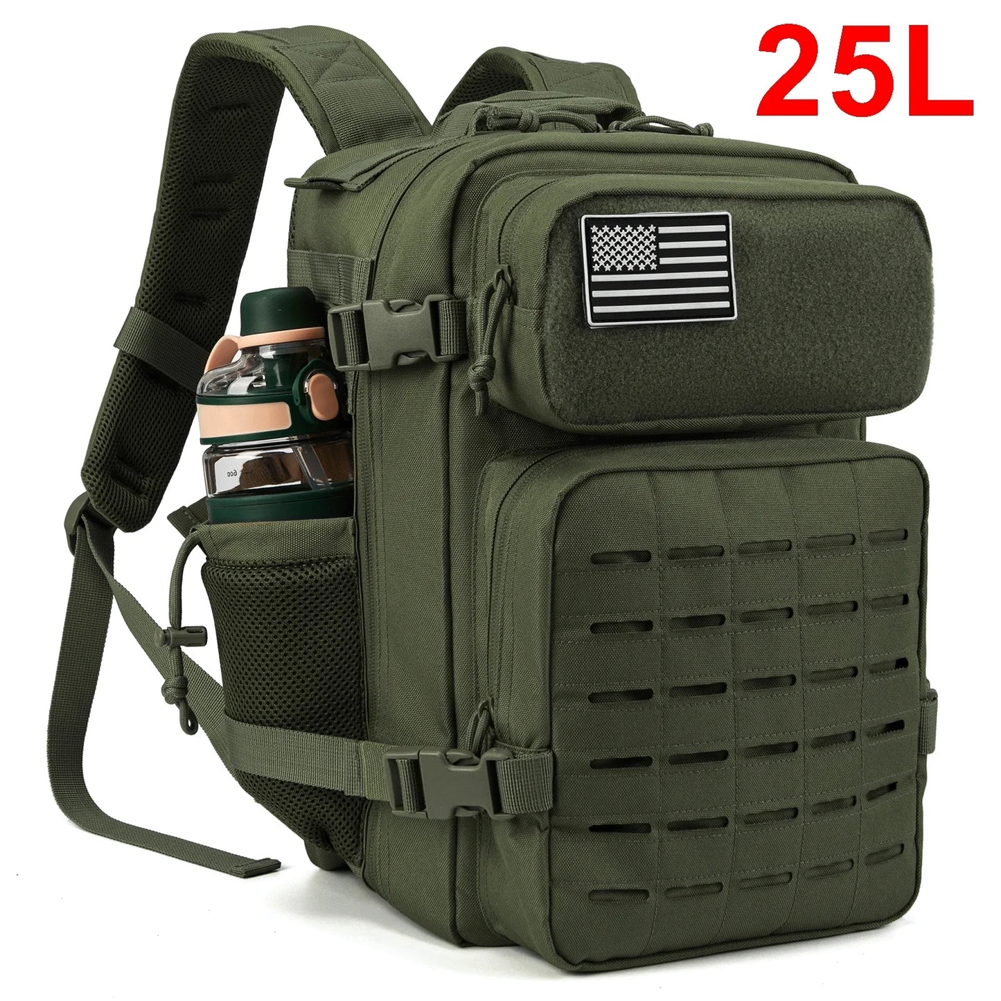 25L/45L Tactical Backpack for Men and Women Outdoor Survival Bug Out Bag Small School Rucksack Hking with Bottle Holder